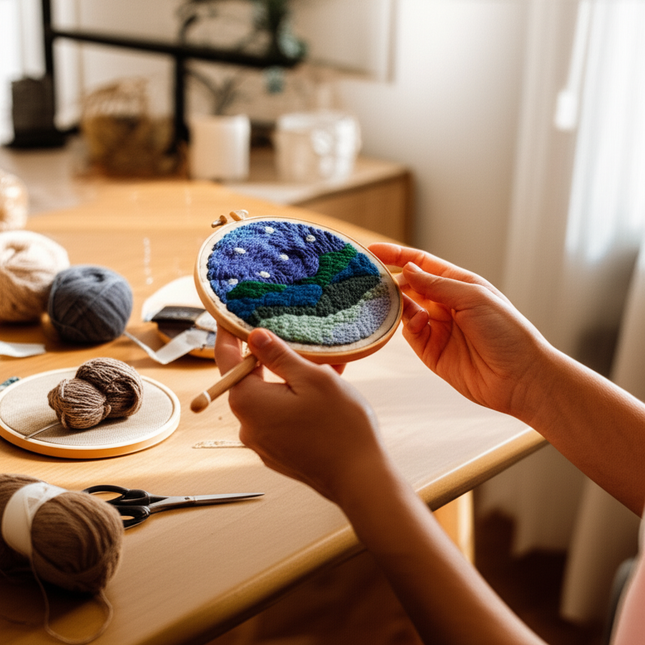 Moon Night Punch Needle Embroidery Kit for Beginners Soft Yarn Van Gogh Starry Sky Needlework Wall Painting Home Decor - gallery 1