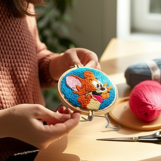 Cartoon Animal Punch Needle Embroidery Kit for Beginners Cute Magic Needle Embroidery Set Soft Yarn Needlework Cross Stitch Set - gallery 1