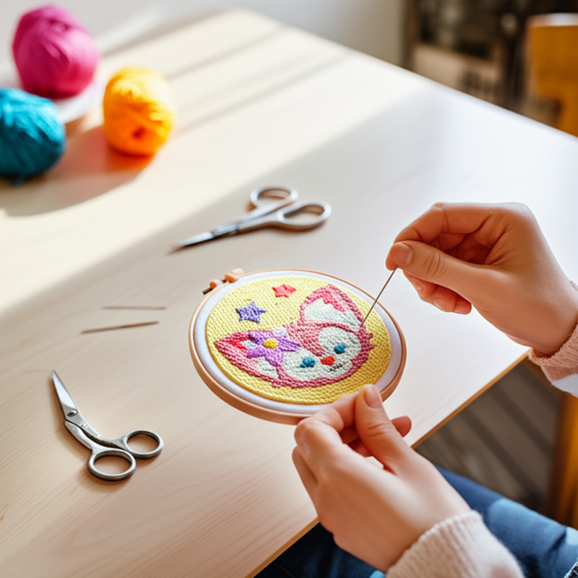 Cartoon Animal Punch Needle Embroidery Kit for Beginners Cute Magic Needle Embroidery Set Soft Yarn Needlework Cross Stitch Set - gallery 1