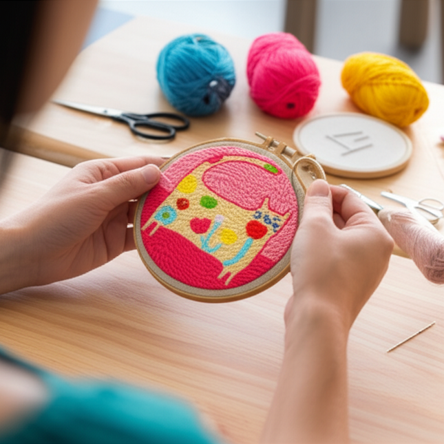 GATYZTORY Punch Needle Embroidery Starter Kit Punch Needle Kits Cartoon Animal Pattern Embroidery Pen For Adults Kids Beginner - gallery 1