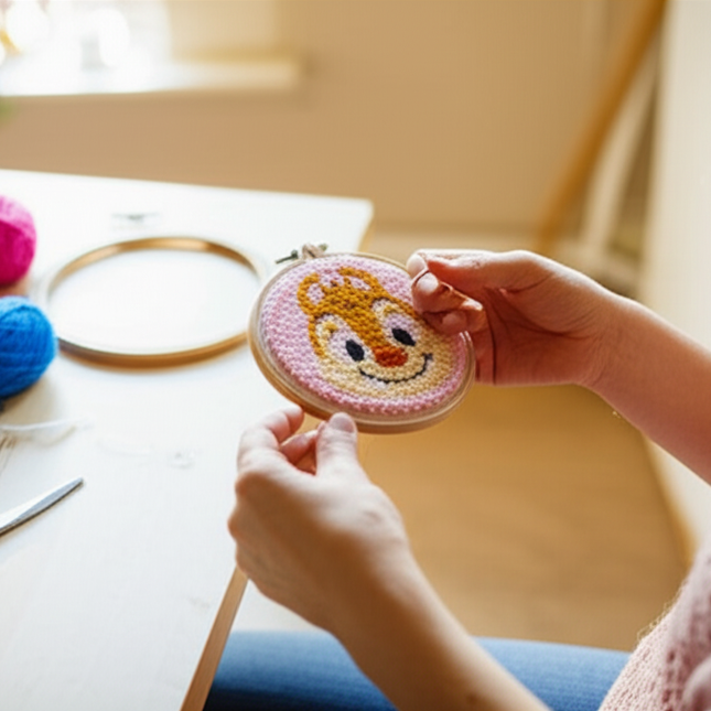 Cartoon Animal Punch Needle Embroidery Kit for Beginners Cute Magic Needle Embroidery Set Soft Yarn Needlework Cross Stitch Set - gallery 1
