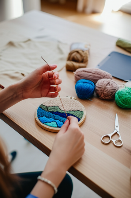 CHENISTORY Punch Needle Embroidery Starter Kit For Adults Beginner Magic Tufting Set Landscape Pattern Embroidery Art craft - gallery 1