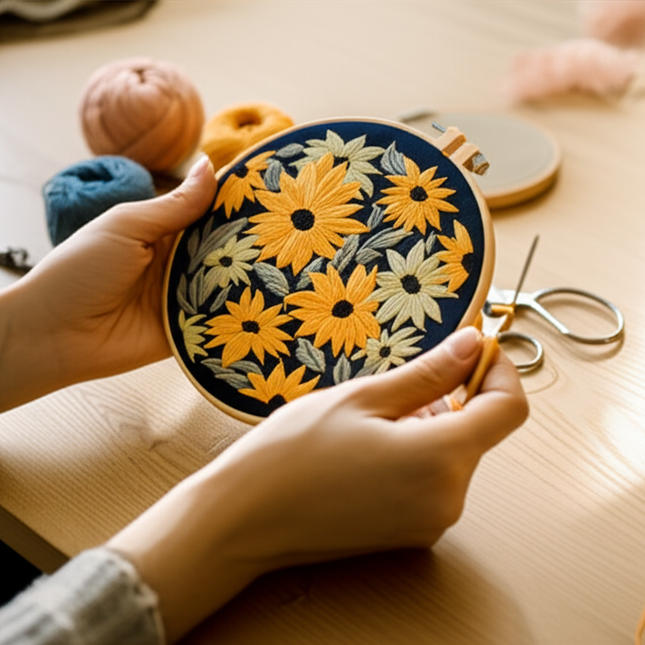 Embroidery Kit for Beginners and Embroidery Enthusiasts - Includes Floral Landscape with Thread Needles - gallery 1