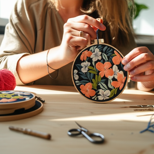 Embroidery Kit for Beginners and Embroidery Enthusiasts - Includes Floral Landscape with Thread Needles - gallery 1