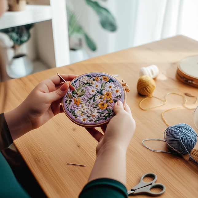 Embroidery Kit for Beginners and Embroidery Enthusiasts - Includes Floral Landscape with Thread Needles - gallery 1