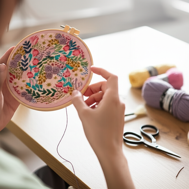 Embroidery Kit for Beginners and Embroidery Enthusiasts - Includes Floral Landscape with Thread Needles - gallery 1