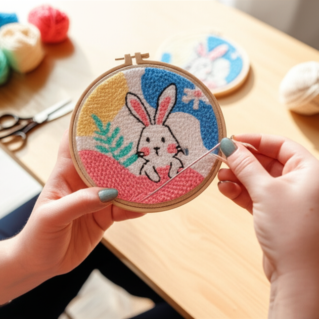 GATYZTORY punch needle embroidery package Sewing accessories Animal pictures Yarn diy kit embroidery hoop crafts supplies adults - gallery 1