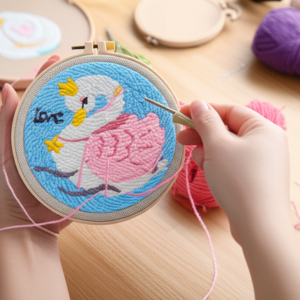 GATYZTORY Punch Needle Embroidery Starter Kit Punch Needle Kits Cartoon Animal Pattern Embroidery Pen For Adults Kids Beginner - gallery 1