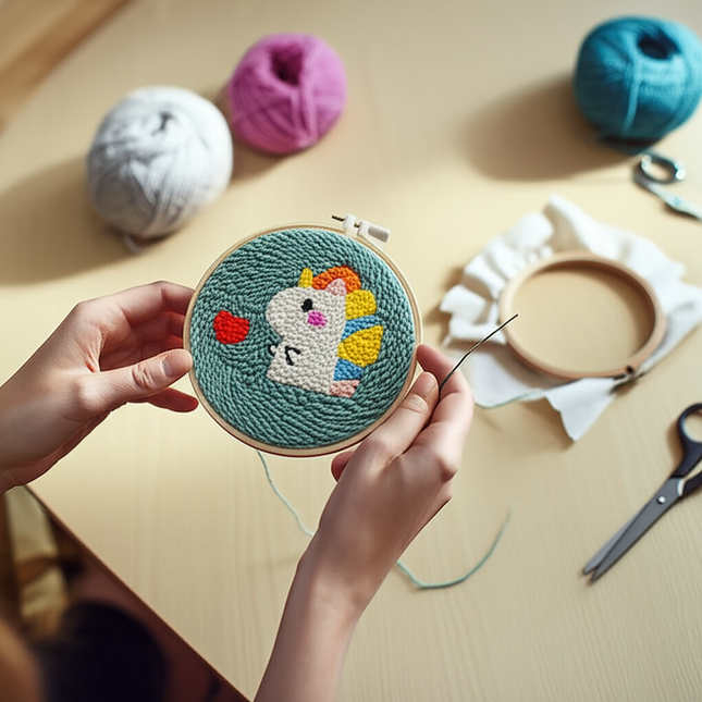 GATYZTORY Hand Painted DIY Punch Needle Painting Kit, Dinosaur Owl Animal Frame Punch Set for Beginners, Easy DIY Ornaments - gallery 1