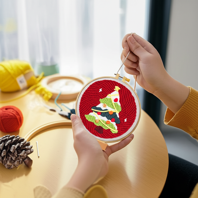 Christmas Tree punch needle embroidery Santa Claus Package Embroidery Punch Needle Kit Handmade Sewing Diy Embroidery Poke - gallery 1