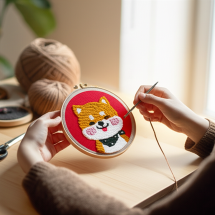 GATYZTORY Punch Needle Embroidery Starter Kit Punch Needle Kits Cartoon Animal Pattern Embroidery Pen For Adults Kids Beginner - gallery 1