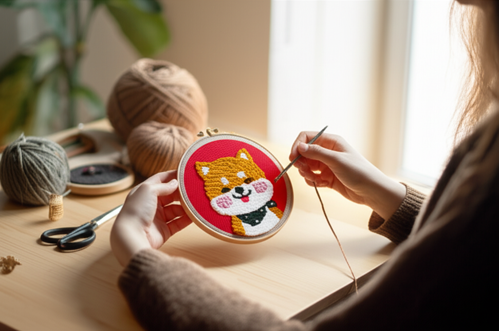 GATYZTORY Punch Needle Embroidery Starter Kit Punch Needle Kits Cartoon Animal Pattern Embroidery Pen For Adults Kids Beginner - gallery 1