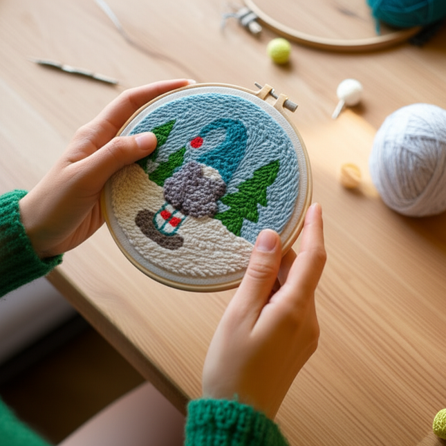 Christmas Tree punch needle embroidery Santa Claus Package Embroidery Punch Needle Kit Handmade Sewing Diy Embroidery Poke - gallery 1