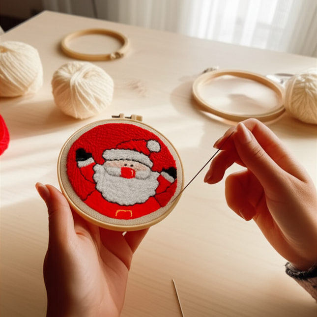 Christmas Tree punch needle embroidery Santa Claus Package Embroidery Punch Needle Kit Handmade Sewing Diy Embroidery Poke - gallery 1