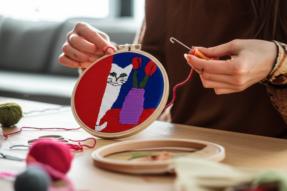 GATYZTORY Punch Needle Embroidery Starter Kit Punch Needle Kits Cartoon Animal Pattern Embroidery Pen For Adults Kids Beginner - gallery 1