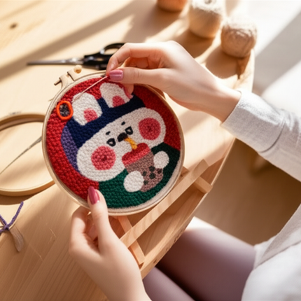 DIY Embroidery Kit Cartoon Punch Needle Stitching Craft Set Pattern Printed Needlework Cross Stitch Sewing Painting Home Decor - gallery 1