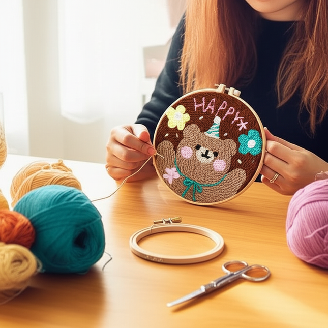 DIY Embroidery Kit Cartoon Punch Needle Stitching Craft Set Pattern Printed Needlework Cross Stitch Sewing Painting Home Decor - gallery 1