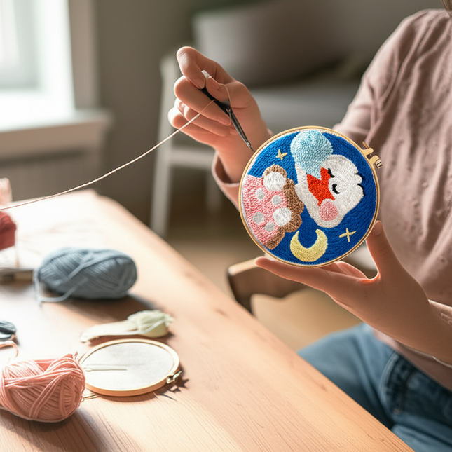 DIY Embroidery Kit Cartoon Punch Needle Stitching Craft Set Pattern Printed Needlework Cross Stitch Sewing Painting Home Decor - gallery 1