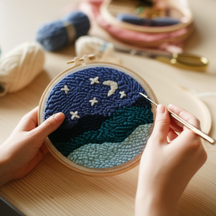 CHENISTORY DIY Punch Needle Embroidery Starter Kit with Pattern and Instructions Cross Stitch Kit Landscape Pattern Handicraft - gallery 1