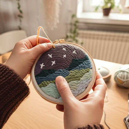 CHENISTORY DIY Punch Needle Embroidery Starter Kit with Pattern and Instructions Cross Stitch Kit Landscape Pattern Handicraft - gallery 1