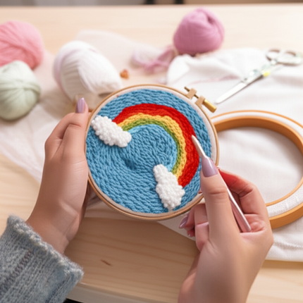 CHENISTORY DIY Punch Needle Embroidery Starter Kit with Pattern and Instructions Cross Stitch Kit Landscape Pattern Handicraft - gallery 1