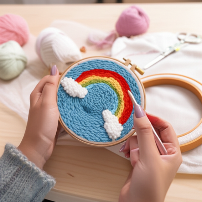 CHENISTORY DIY Punch Needle Embroidery Starter Kit with Pattern and Instructions Cross Stitch Kit Landscape Pattern Handicraft - gallery 1