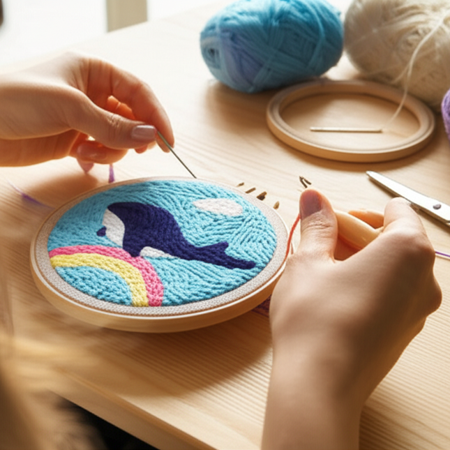 GATYZTORY Punch Needle Embroidery Starter Kit Punch Needle Kits Cartoon Animal Pattern Embroidery Pen For Adults Kids Beginner - gallery 1