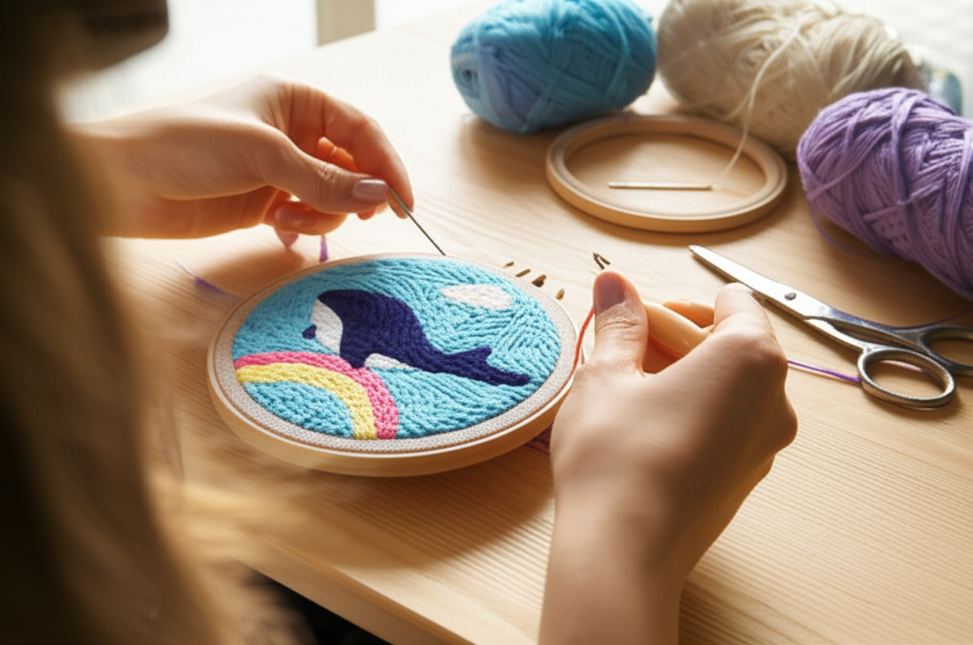 GATYZTORY Punch Needle Embroidery Starter Kit Punch Needle Kits Cartoon Animal Pattern Embroidery Pen For Adults Kids Beginner - gallery 1