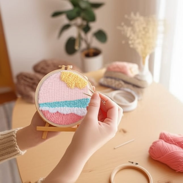 GATYZTORY DIY Punch Needle Embroidery Kits Craft Rug for Starter Kits with Stamped Needlework Package Yarn and Embroidery Needle - gallery 1
