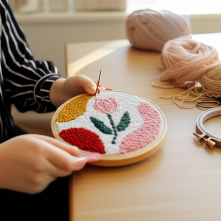 Sunflower Embroidery StarterKit Magic Punch Needle For Home Decoration European Style Instructions Cross Stitch Set With Hoops - gallery 1