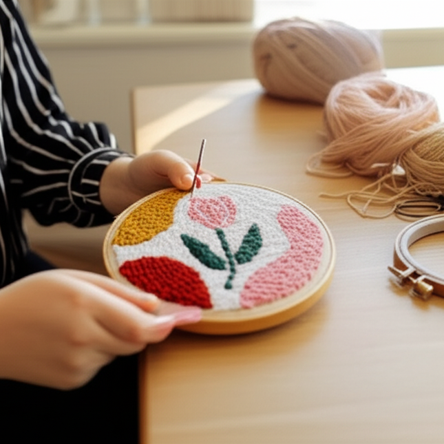 Sunflower Embroidery StarterKit Magic Punch Needle For Home Decoration European Style Instructions Cross Stitch Set With Hoops - gallery 1