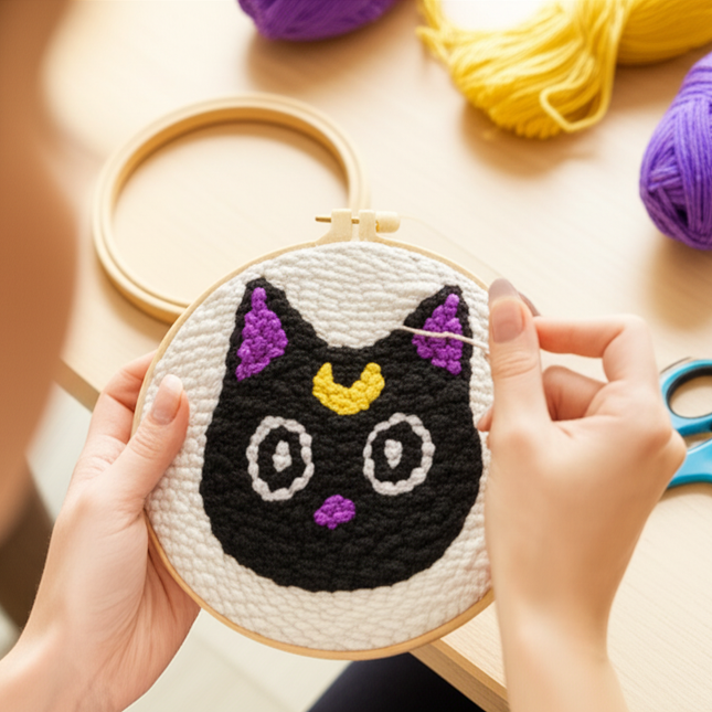 Animal Cat Pattern Punch Needle Embroidery Starter Kit Punch Needle Kits Embroidery Pen For Adults Kids Beginner Gift Home Decor - gallery 1