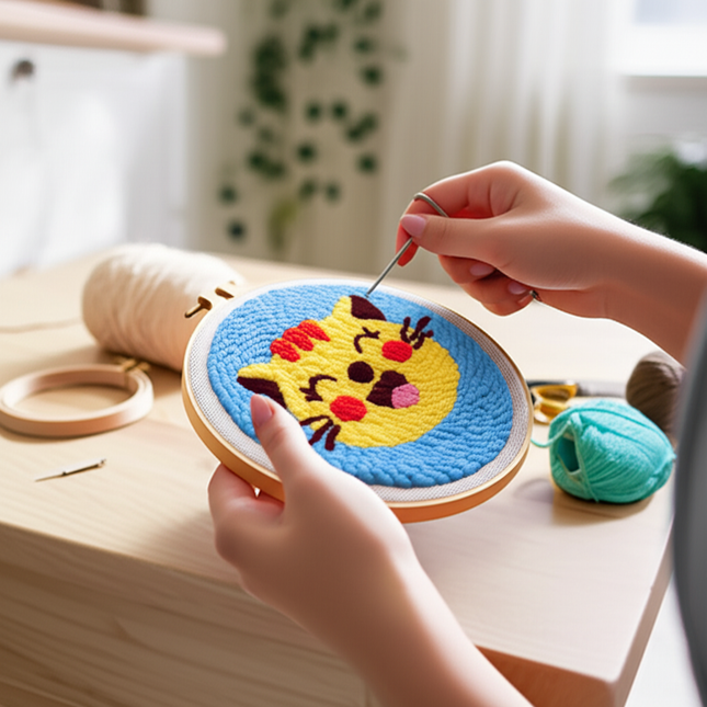 Animal Cat Pattern Punch Needle Embroidery Starter Kit Punch Needle Kits Embroidery Pen For Adults Kids Beginner Gift Home Decor - gallery 1