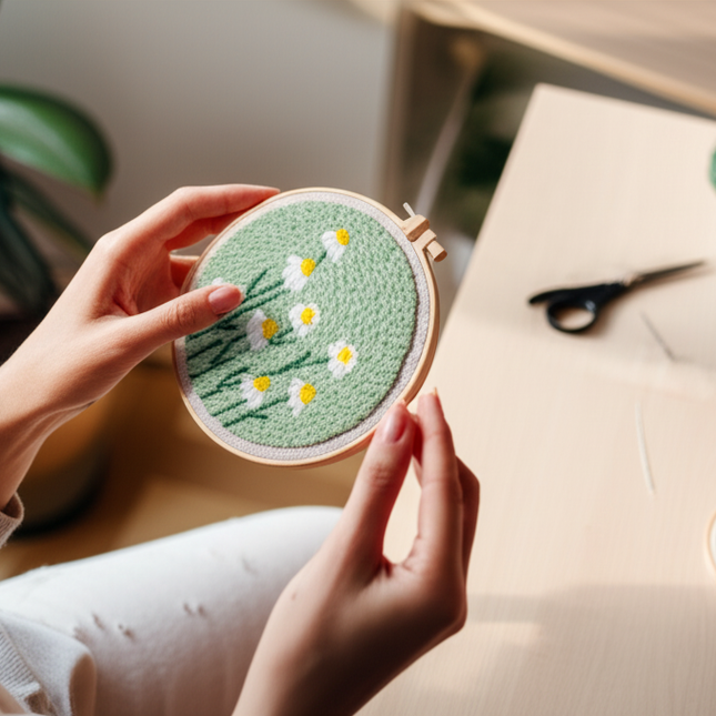 Punch Needle Embroidery Flower Butterfly Bird Punch Needle Kit with Stamped Cloth  Instructions Yarn Needle Kit for DIY Work - gallery 1