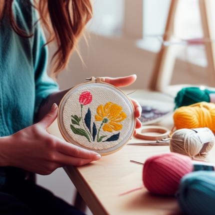 Punch Needle Embroidery Flower Butterfly Bird Punch Needle Kit with Stamped Cloth  Instructions Yarn Needle Kit for DIY Work - gallery 1
