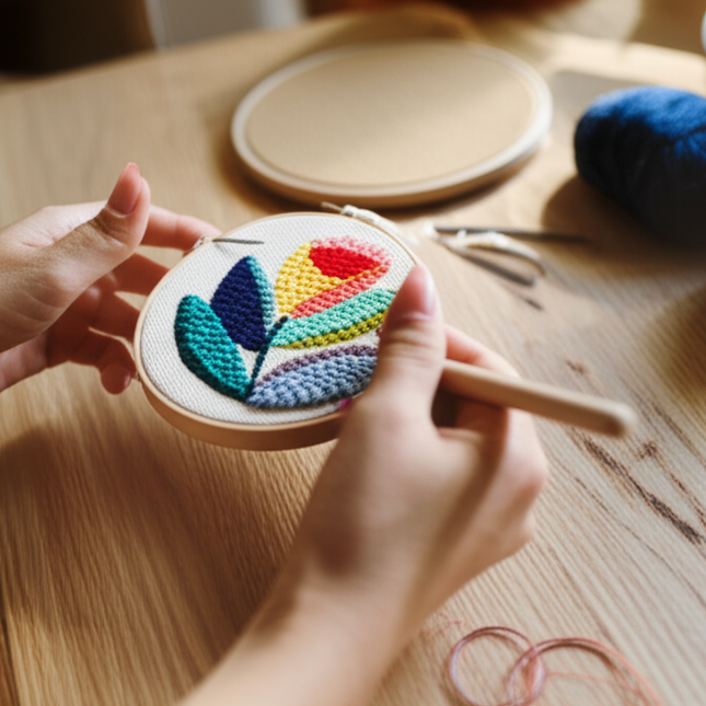 DIY Punch Needle Embroidery Kit with Yarn Floral Pattern Starter Kit Magic Tufting Set Poking Cross Stitch Tools For Knitting - gallery 1