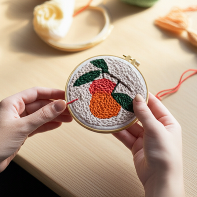 DIY Punch Needle Embroidery Kit with Yarn Floral Pattern Starter Kit Magic Tufting Set Poking Cross Stitch Tools For Knitting - gallery 1