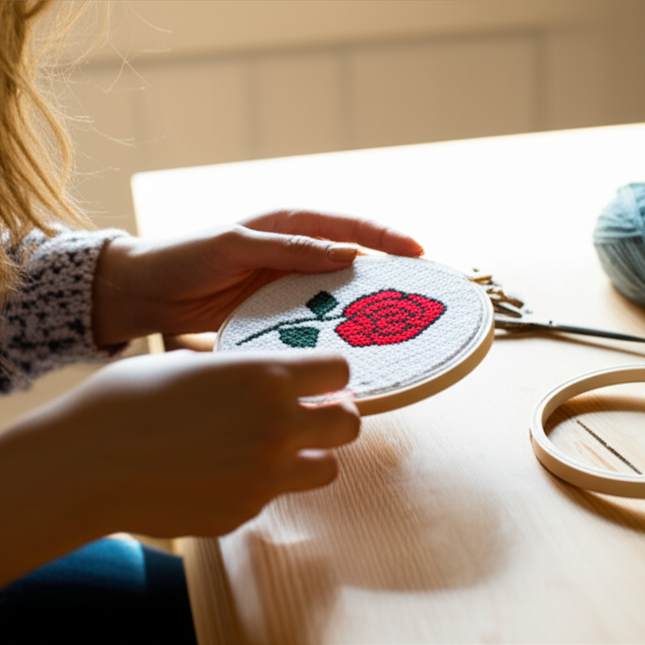 DIY Punch Needle Embroidery Kit with Yarn Floral Pattern Starter Kit Magic Tufting Set Poking Cross Stitch Tools For Knitting - gallery 1