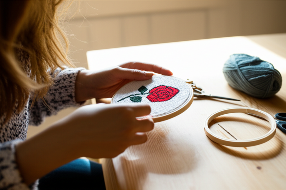 DIY Punch Needle Embroidery Kit with Yarn Floral Pattern Starter Kit Magic Tufting Set Poking Cross Stitch Tools For Knitting - gallery 1