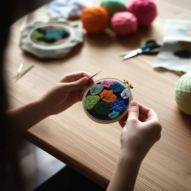 DIY Punch Needle Embroidery Kit with Yarn Floral Pattern Starter Kit Magic Tufting Set Poking Cross Stitch Tools For Knitting - gallery 1