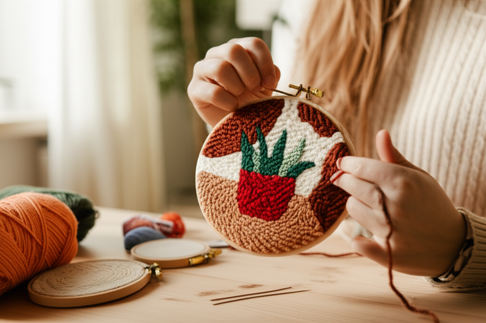 Greenery Punch Needle Starter Kits Soft Yarn Punch Needle Embroidery Kit Easy Needlework Home Decor - gallery 1