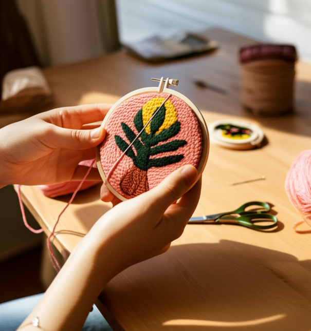 Greenery Punch Needle Starter Kits Soft Yarn Punch Needle Embroidery Kit Easy Needlework Home Decor - gallery 1