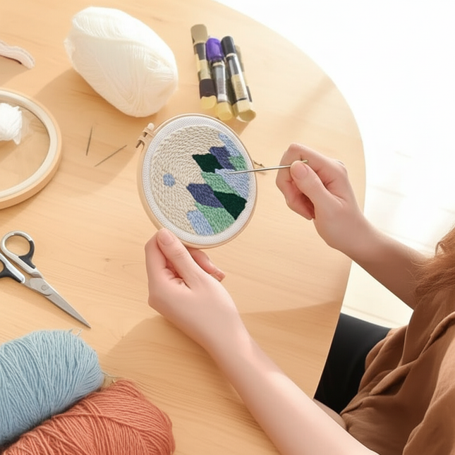 RUOPOTY Diy Punch Needle Embroidery Starter Kits For Beginner Lighthouse Diy Handicrafts Poking Embroidery Yarn Painting Arts - gallery 1