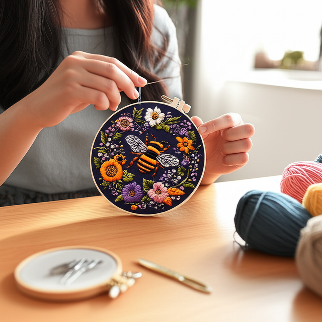 Bee Embroidery Kit for Adult Cross Stitch Kits for Hand with Animal Patterns and Instructions DIY with Threads and Needles - gallery 1
