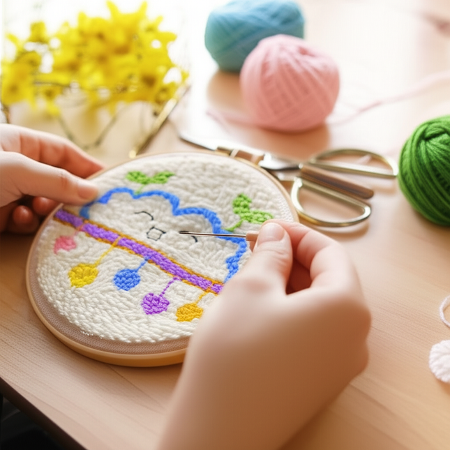 Scenery Moon Punch Needle Embroidery Starter Kits DIY Craft Set Rug Hooking Punch Needle Tool With Threader Fabric Wool Yarn - gallery 1