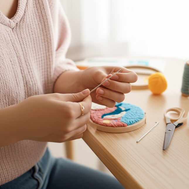 Scenery Moon Punch Needle Embroidery Starter Kits DIY Craft Set Rug Hooking Punch Needle Tool With Threader Fabric Wool Yarn - gallery 1