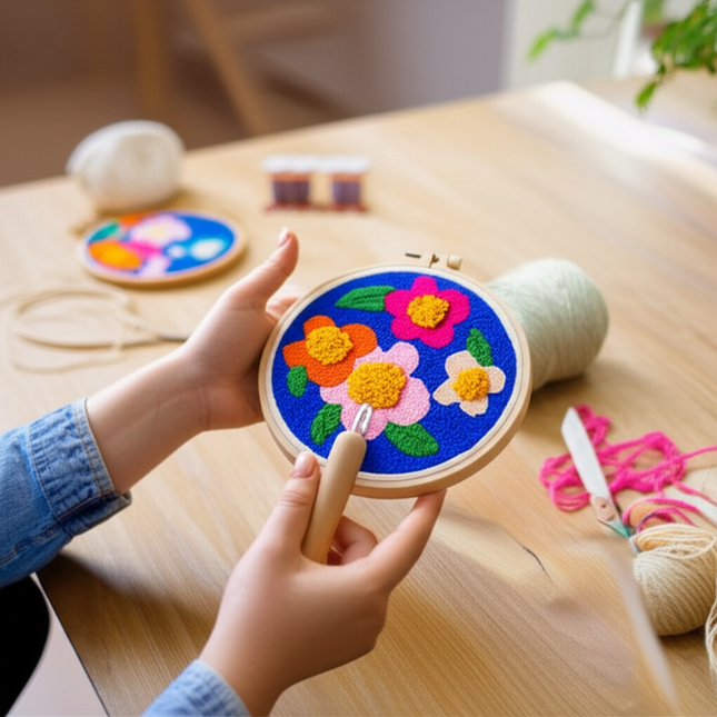 DIY Punch Needle Embroidery Kit For Beginner Craft Punch Needle Set Rug for Starter Kits Floral Pattern Tools For Knitting - gallery 1