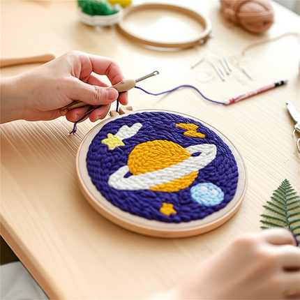 Scenery Moon Punch Needle Embroidery Starter Kits DIY Craft Set Rug Hooking Punch Needle Tool With Threader Fabric Wool Yarn - gallery 1