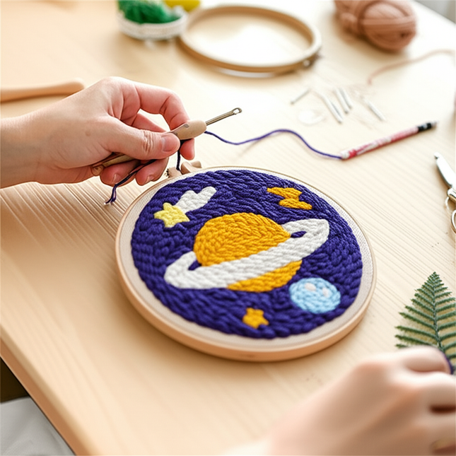 Scenery Moon Punch Needle Embroidery Starter Kits DIY Craft Set Rug Hooking Punch Needle Tool With Threader Fabric Wool Yarn - gallery 1