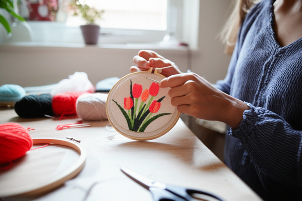 DIY Punch Needle Embroidery Kit For Beginner Craft Punch Needle Set Rug for Starter Kits Floral Pattern Tools For Knitting - gallery 1